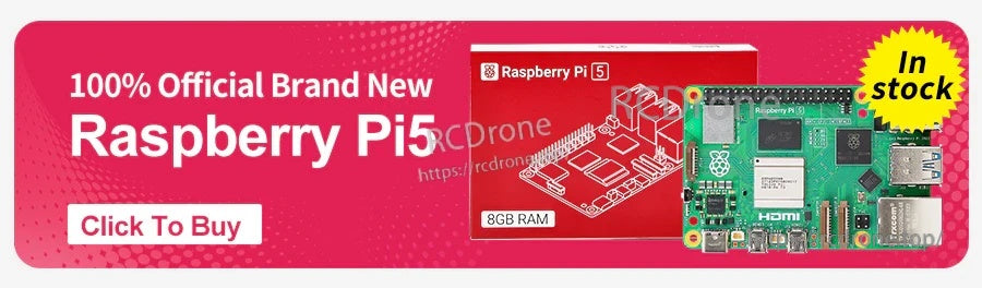 Promotional banner for Raspberry Pi 5 board purchase (board not included with the acrylic case).
