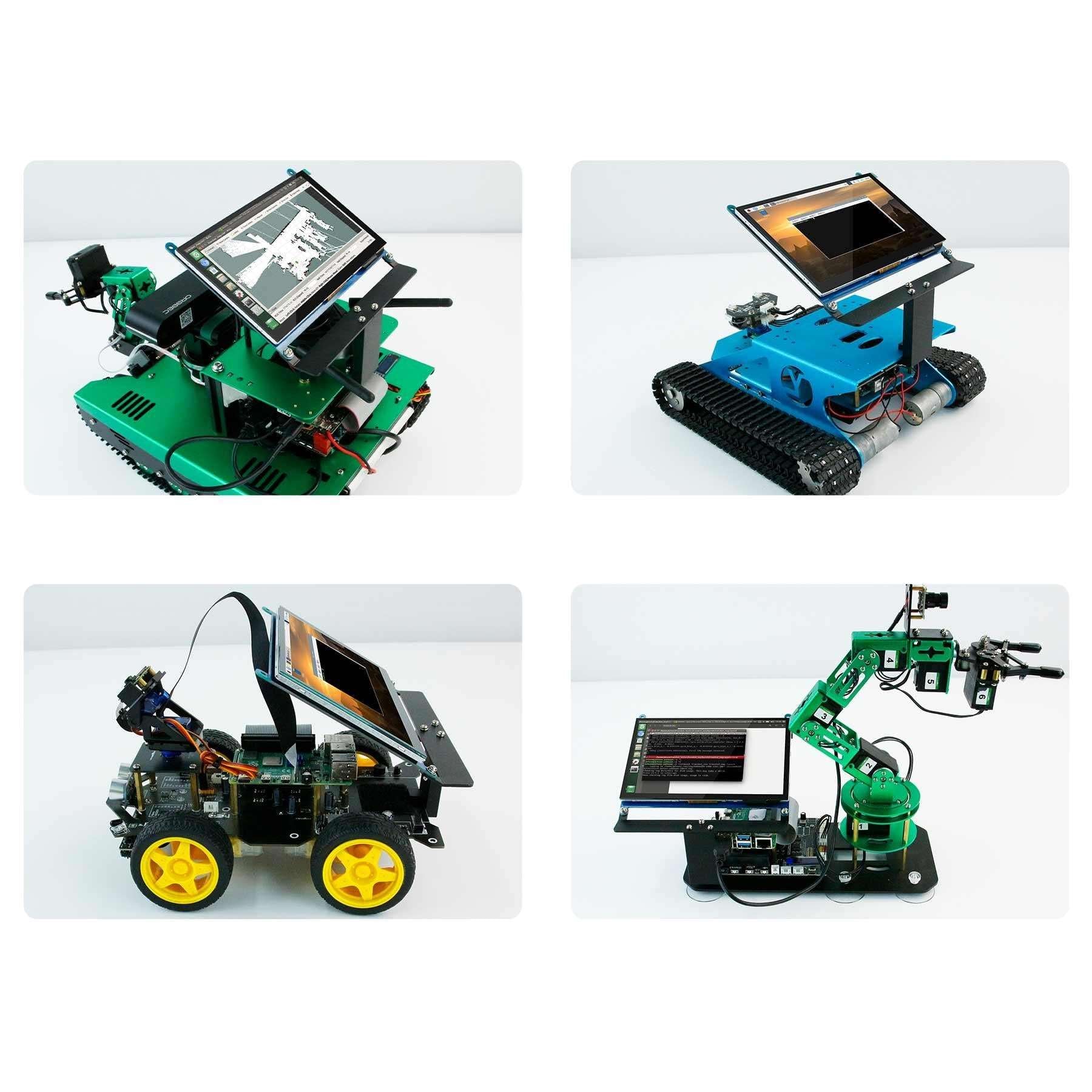 7-inch screen bracket installed on different robot platforms, four application examples collage