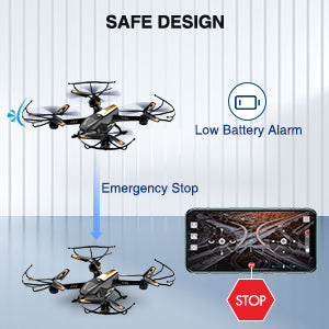 ATTOP A8 Drone, safe design battery alam emergency stop lovi
