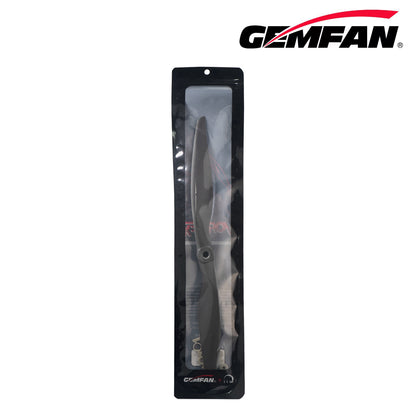 Gemfan propeller sealed in retail blister-style bag, full-length view of package on white background