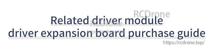Banner text reading "Related driver module driver expansion board purchase guide" with rcd... URL