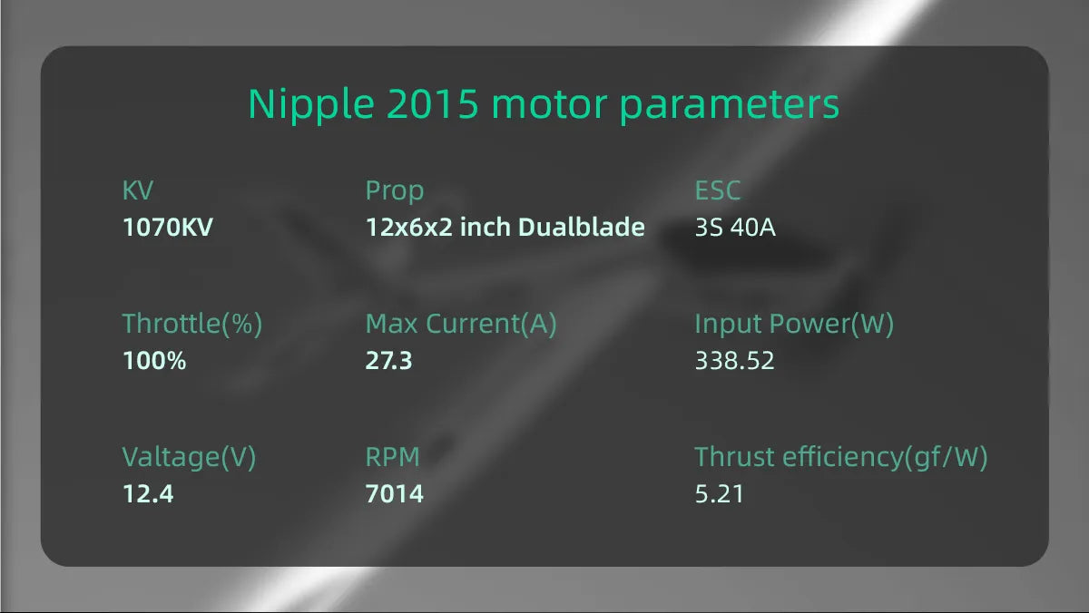 Nipple 2015 motor parameters KV Prop ESC 1070KV 12x6x