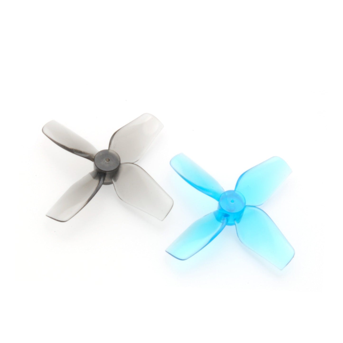 HQ Micro Whoop Prop 31MMX4 4-blade propellers shown in translucent gray and blue