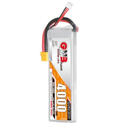 GAONENG GNB LiHV 2S 7.6V 4000mAh 70C LiPo Battery upright front view with XT60 connector
