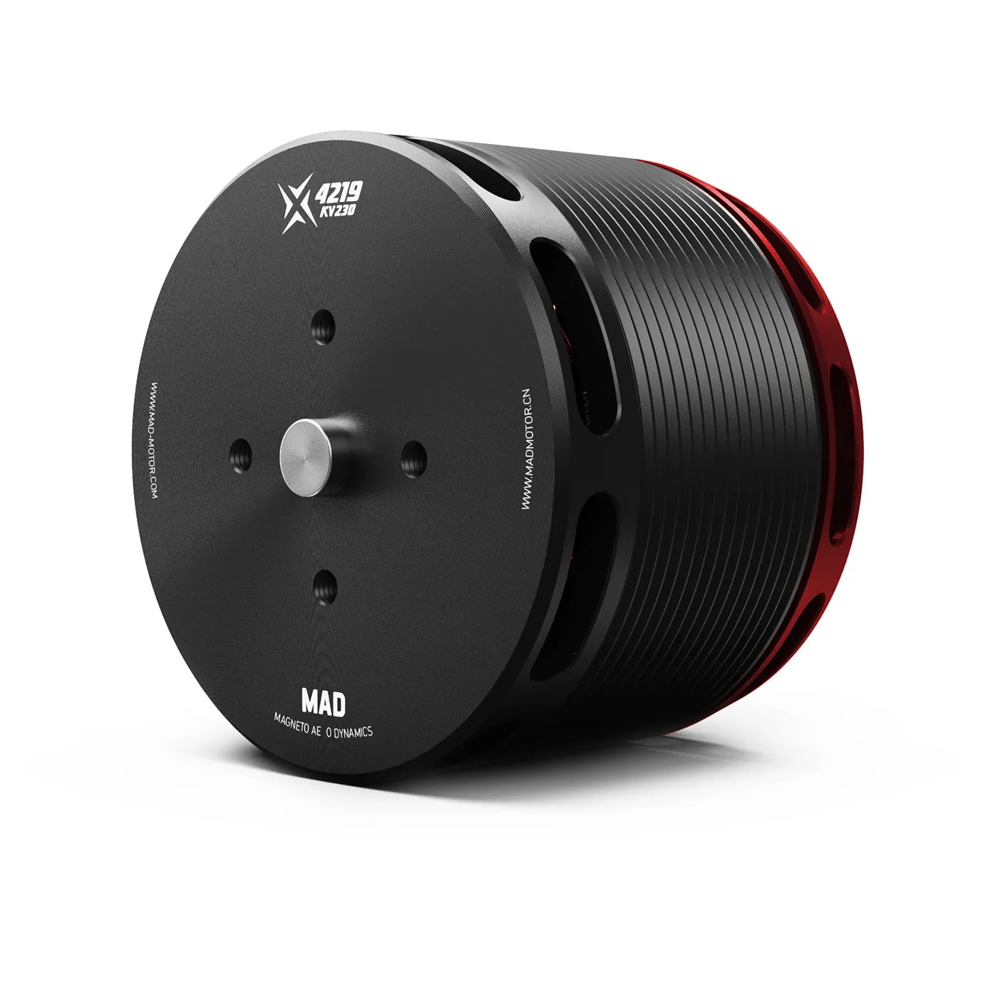 MAD X4219 Long Shaft eVTOL Airplane Drone Motor, MAD X4219 KV230 long-shaft eVTOL drone motor with black can and red rear end bell