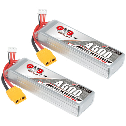 Two-pack GNB 4500mAh LiPo batteries with XT90 connectors, side-by-side set