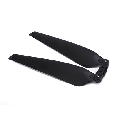 MAD HAVOC 32x10.5in Polymer Folding Propeller, MAD HAVOC 32x10.5in black polymer folding propeller with two blades and center hub assembly