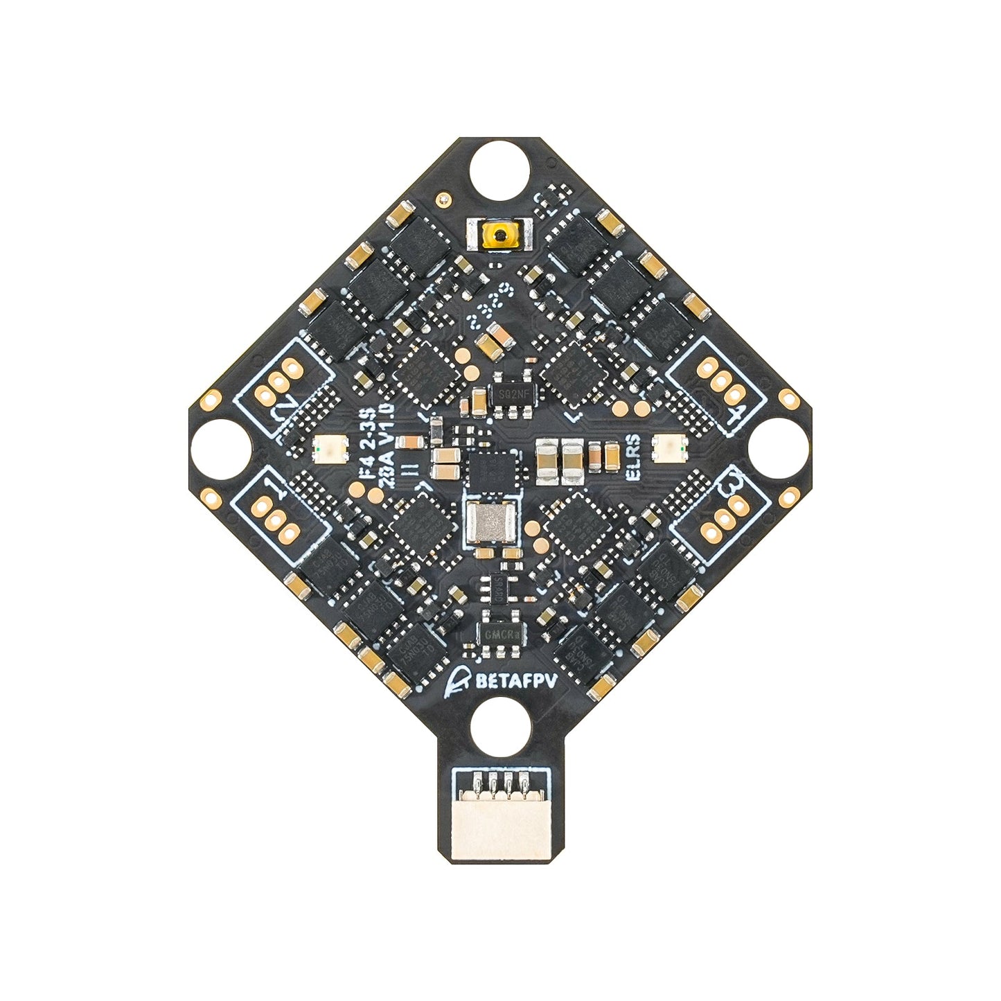 BETAFPV F4 2-3S 20A AIO Flight Controller PCB top view with BETAFPV logo and connector