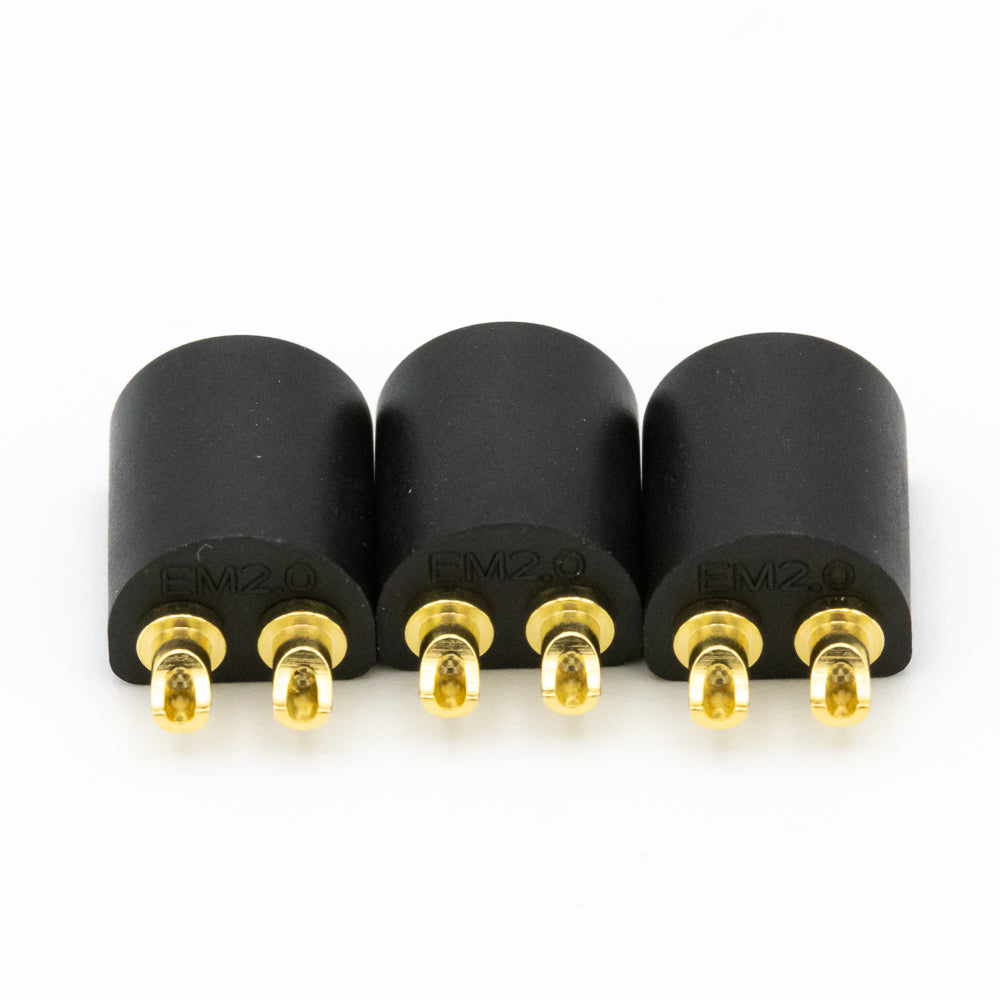 EMAX EM2.0 micro drone power connector set, 3 male plugs with gold pins on black housings