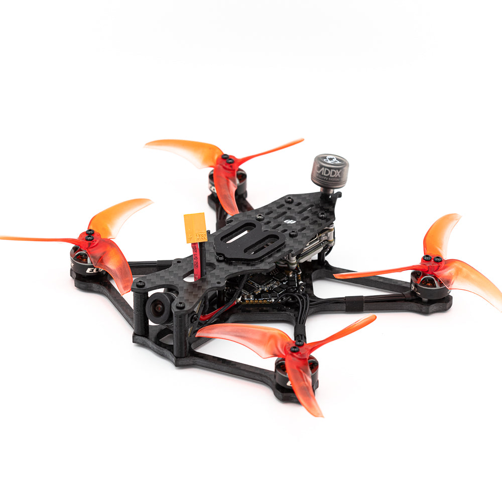EMAX Babyhawk II HD 3.5in Micro DJI Digital FPV drone three-quarter side view showing carbon frame and top plate