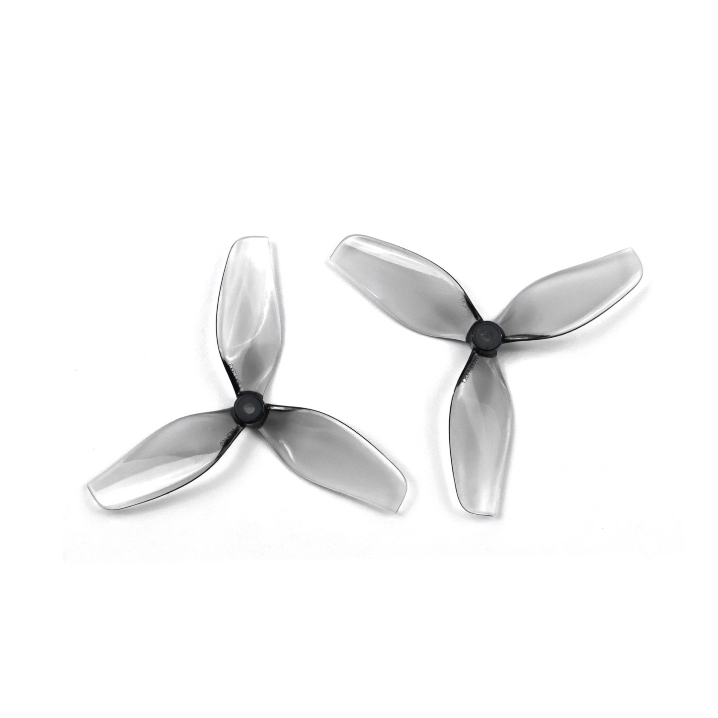 HQProp Ultralight Whoop Propeller set, two translucent grey 3-blade micro drone props on white