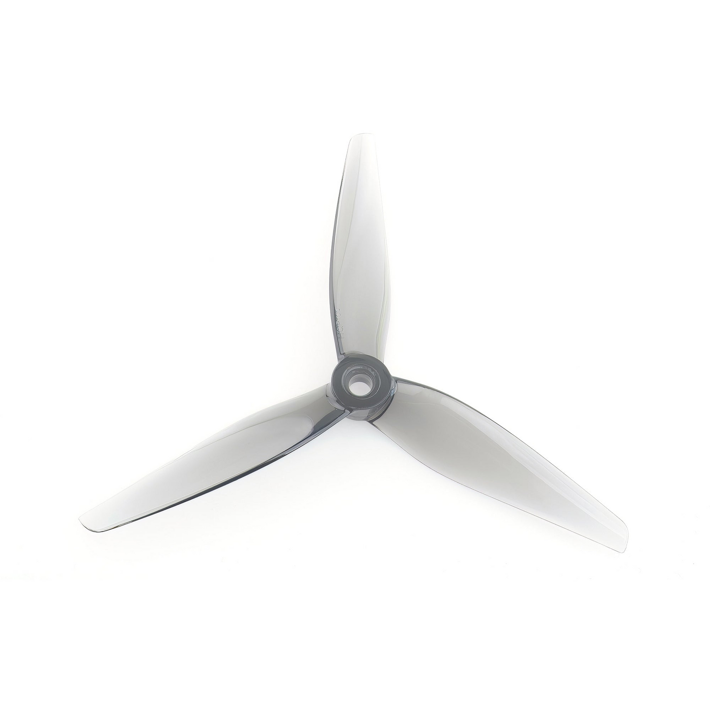 HQProp 5137 R37 5.1x3.7 3-blade polycarbonate drone propeller, smoke gray, top view