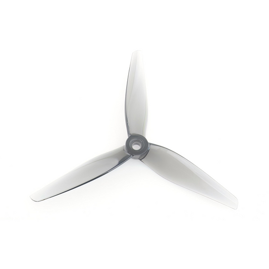 HQProp 5137 R37 5.1x3.7 3-blade polycarbonate drone propeller, smoke gray, top view