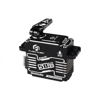 Flashhobby BLS3858MED brushless digital servo with CNC metal case, 25T servo horn, IP67 marking, 8.4V 58kg