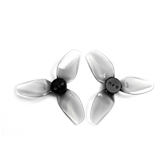 HQProp T2X2.2X3 grey polycarbonate propeller set, two 3-blade drone props with black hubs