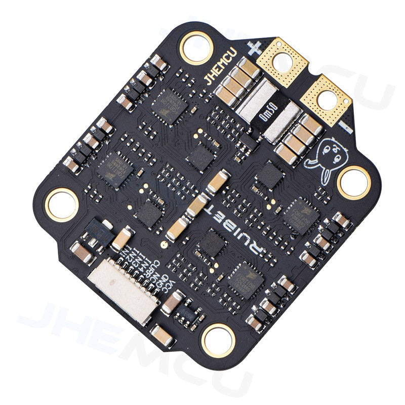 JHEMCU RuiBet 55A 3-6S 4-in-1 ESC board close-up, component side with mounting holes