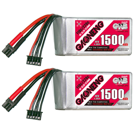 GNB 1500mAh 4S LiHV 15.2V 110C FPV drone battery with XT30 lead and balance plug