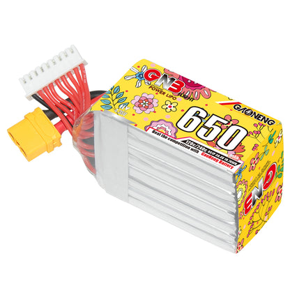 Single GAONENG GNB 8S LiHV 650mAh battery with XT60 plug and white balance connector