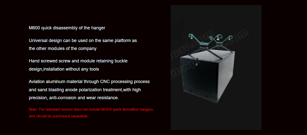 5KG Drop, The M600 Quick Release Mechanism features a universal design with tool-free installation, made of aviation-grade aluminum for precision and durability.