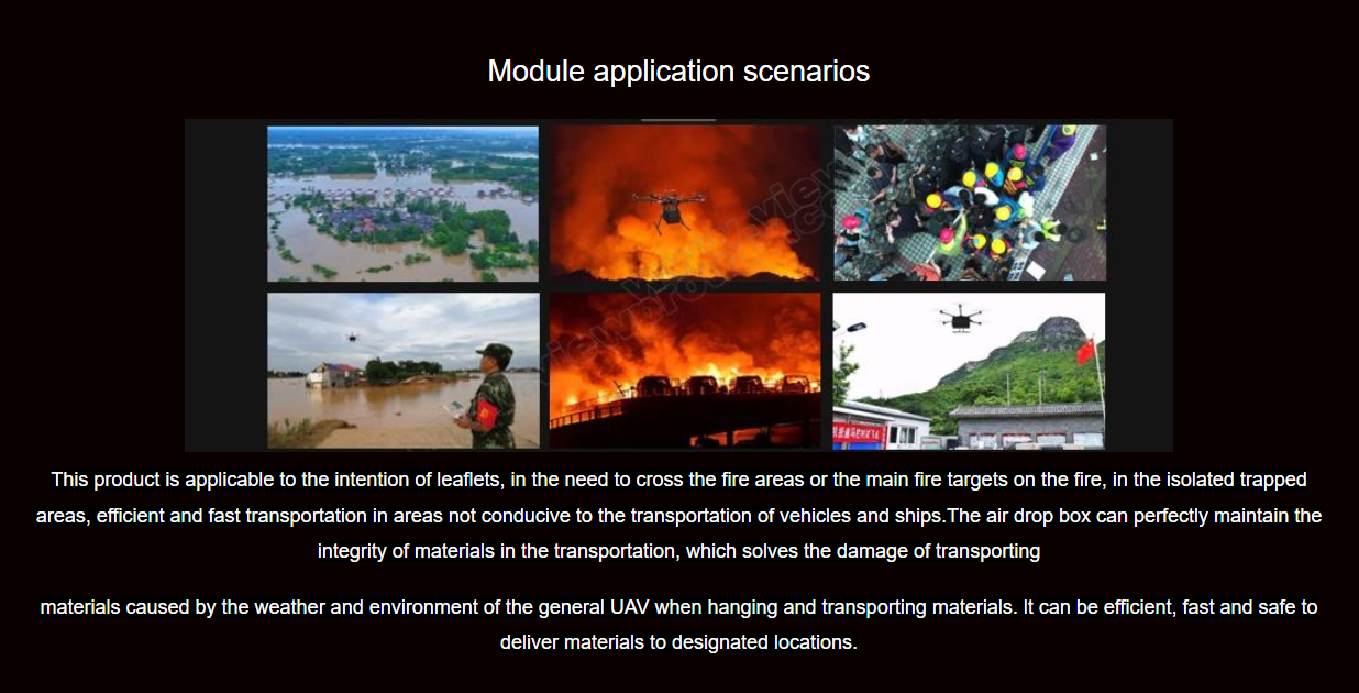 5KG Drop, This product delivers leaflets efficiently in areas unreachable by vehicle or ship transport, protecting material integrity.