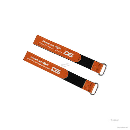 5PCS DeepSpace 15x150mm/180mm LiPo Battery Strap, DeepSpace FPV LiPo battery straps with orange Immersive Flight label, black hook-and-loop band, and metal buckle