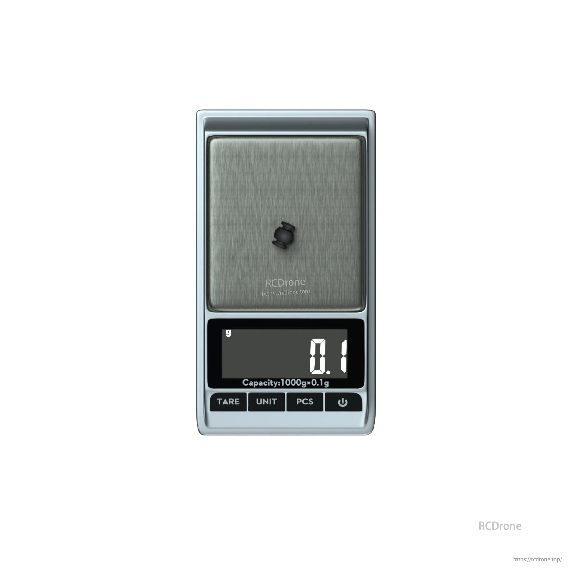 Small black rubber damping ball for Flywoo O3/O4 air unit mounts on a digital scale showing 0.1 g
