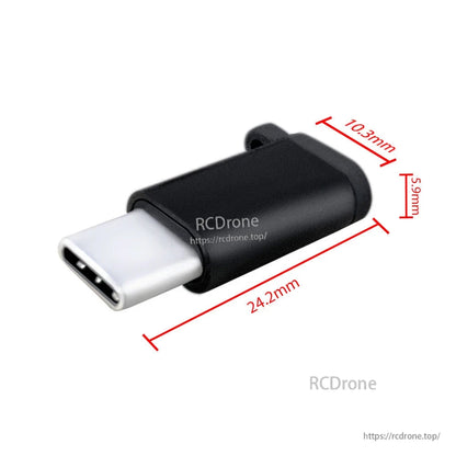 5PCS Micro USB to USB C Converter Adapter, Compact micro USB to USB-C converter adapter with black housing and USB-C port, 24.2 x 10.3 x 5.9 mm