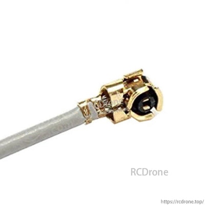 5PCS RJXHOBBY 2.4G Receiver Antenna, Close-up of a 2.4GHz RC receiver antenna coax lead with a small snap-on u.FL/IPEX-style connector
