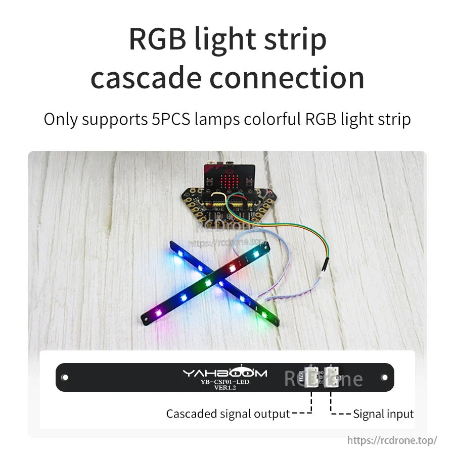 Yahboom YB-CSF01-LED 5-LED RGB bar cascade connection with signal input and cascaded signal output ports