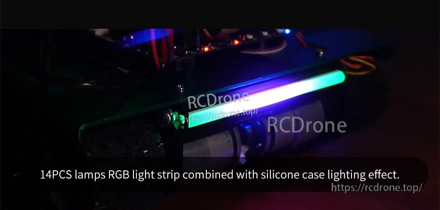 14-LED flexible RGB strip installed in a silicone diffuser case for soft, even lighting