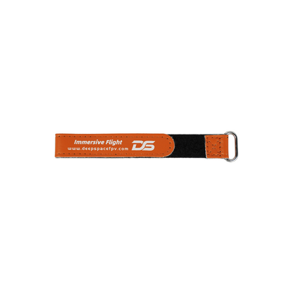 5PCS DeepSpace 15x150mm/180mm LiPo Battery Strap, DeepSpace FPV LiPo battery strap with orange branding, black hook-and-loop section, and metal buckle loop