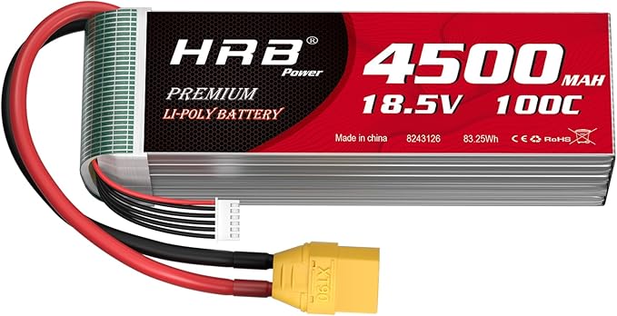 HRB 5S 18.5V 4500mAh 100C LiPo battery pack with XT90 connector and balance lead