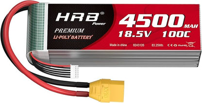 HRB 5S 18.5V 4500mAh 100C LiPo battery pack with XT90 connector and balance lead