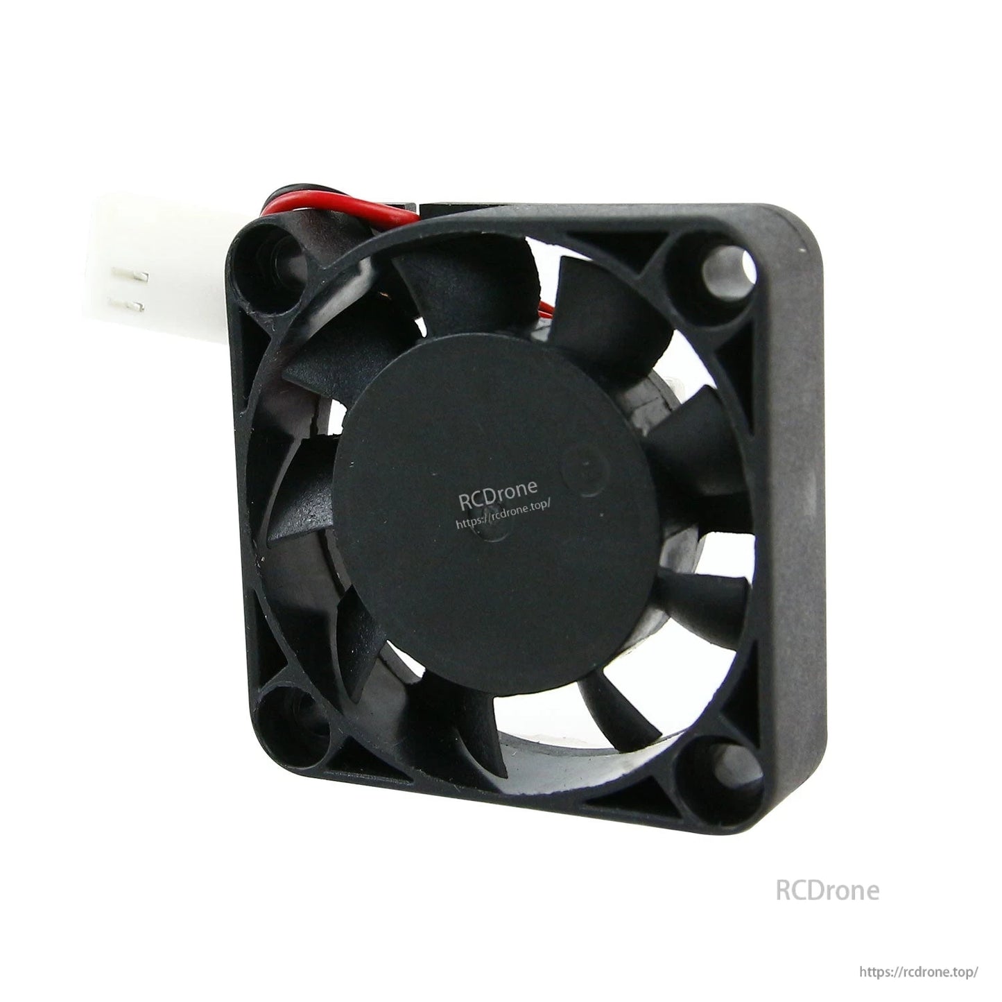 Angled side perspective of 40mm cooling fan showing frame thickness and corner mounts