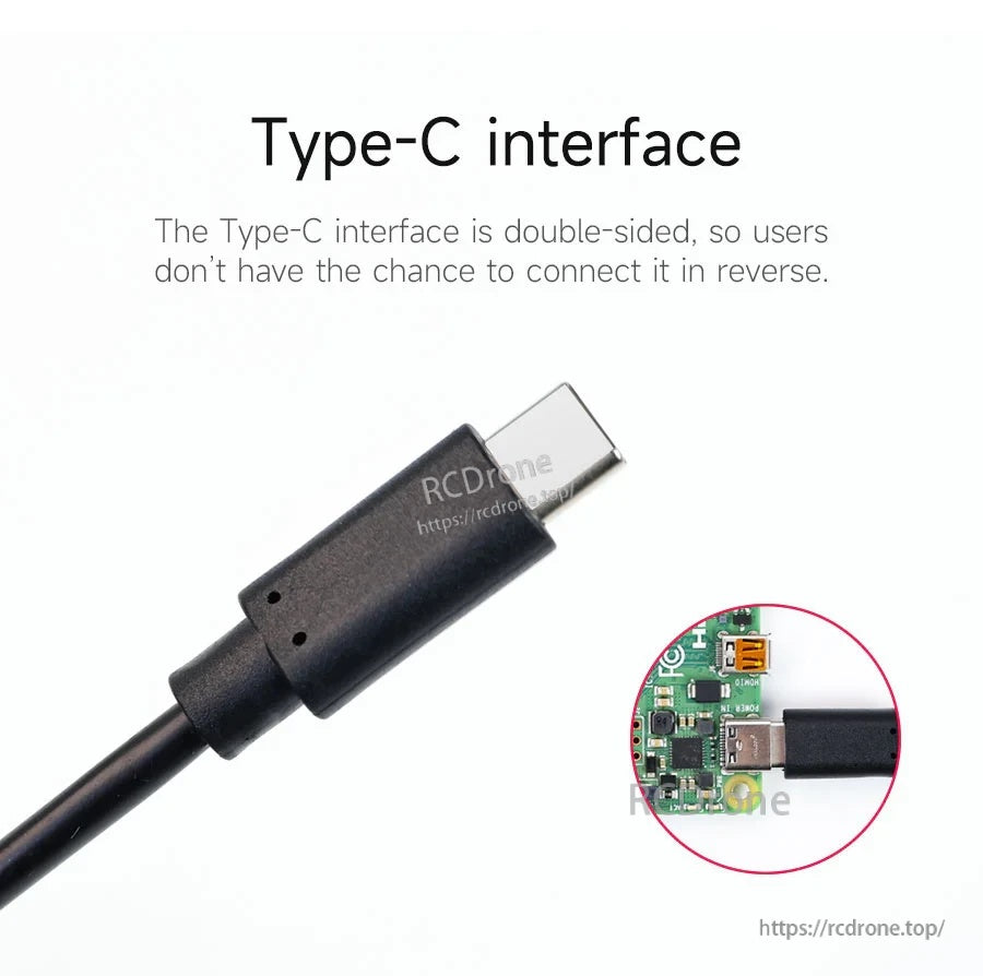 Close-up of the double-sided USB Type-C connector for easy, reversible insertion