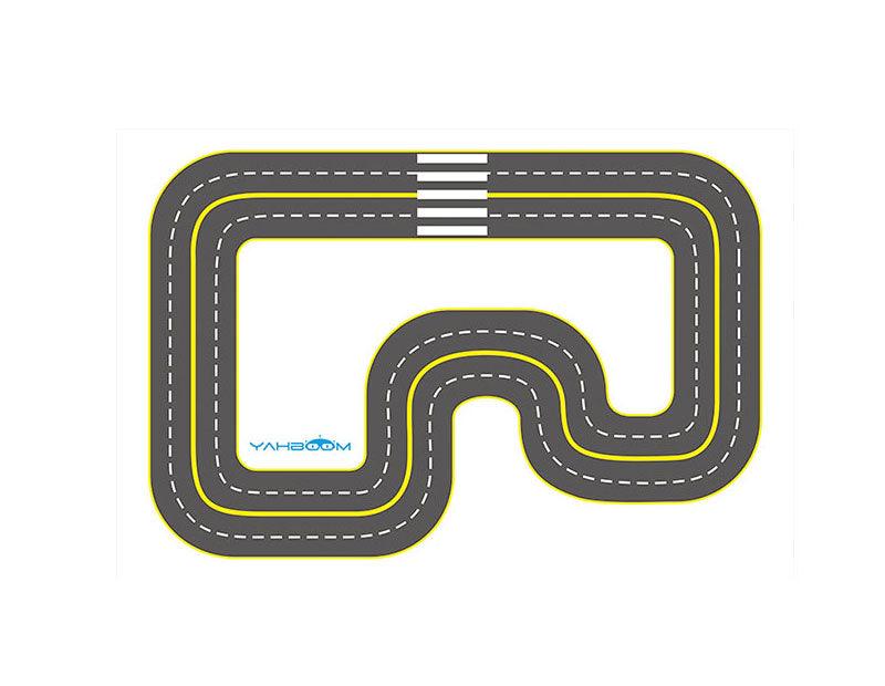 Yahboom AI visual automatic drive track map mat with dual-lane road and crosswalk section