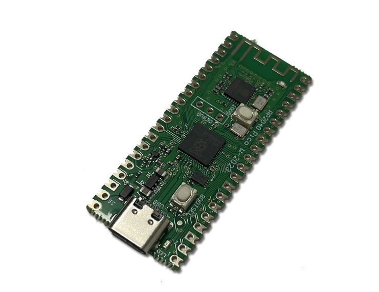 برد میکروکنترلر Raspberry Pi Pico H، با RP2040، دارای ۲۶ پین GPIO، حافظه فلش ۲ مگابایت، هدرهای لحیم‌شده و پورت USB Type‑C