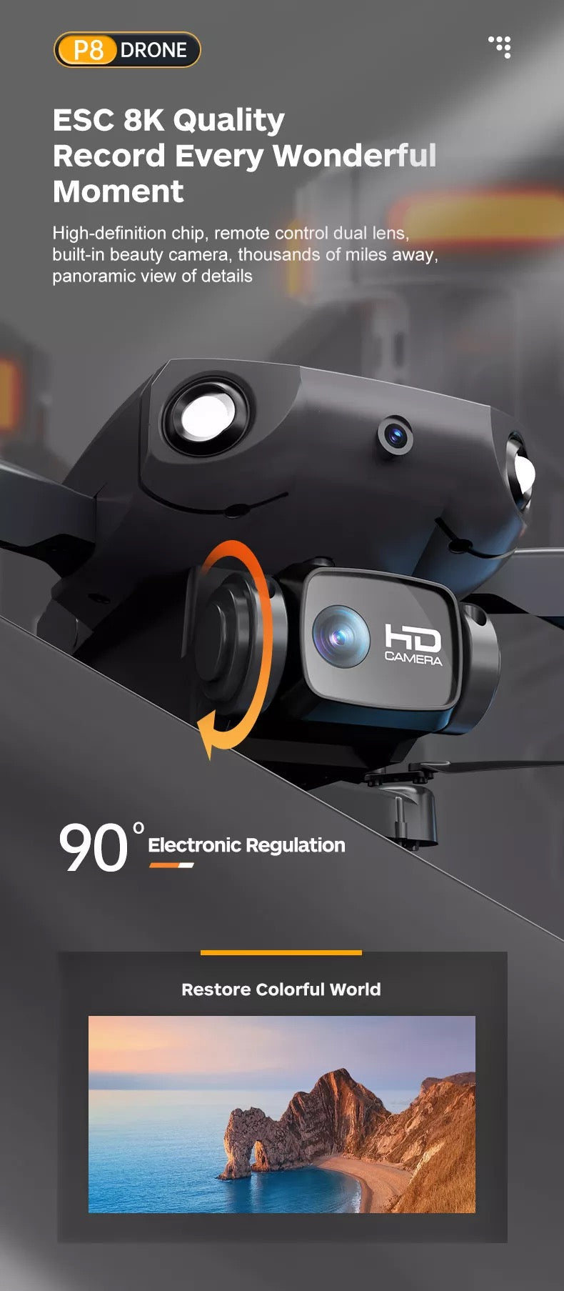 P8 Drone - 8k Hd Dual Cameras Esc Four Side Obstacle Avoidance Optical flow Position Hover Quadcopter Mini Drone 20 P8 Drone, drone esc 8k quality record every wonderful moment high-defini