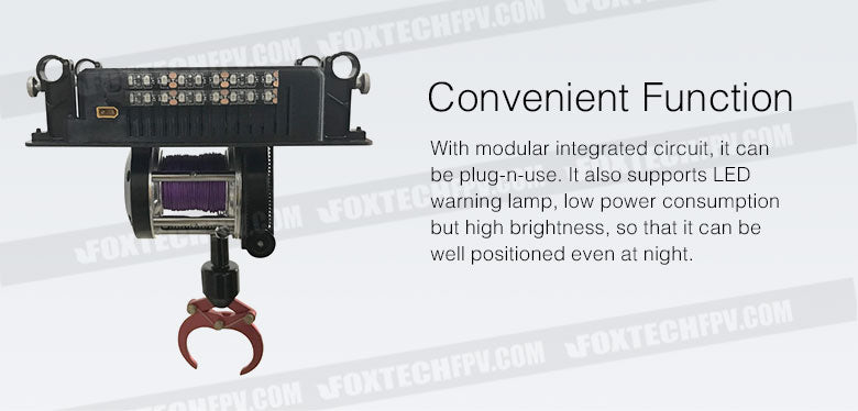 F10 Industrial Drone Winch with 5KG Payload Hook 8 Modular winch with LED warning lamp and low power consumption for reliable nighttime use.