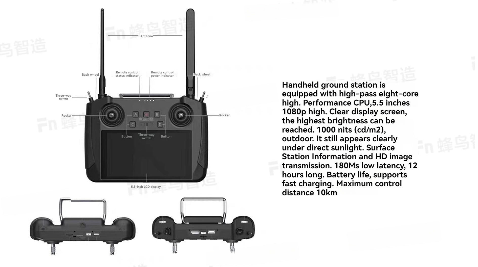 RCDrone, ground station is three-way equipped with high-pass eight-core switch high: Performance CPU