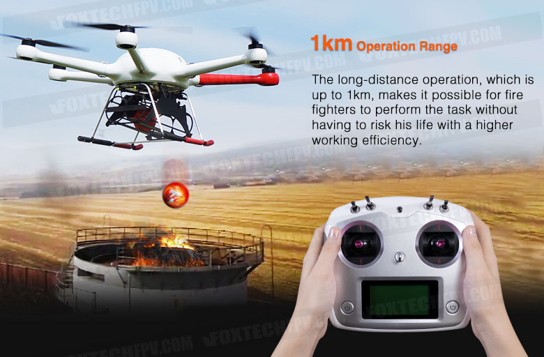 Firefighters can operate safely at distances up to 1km with this device.
