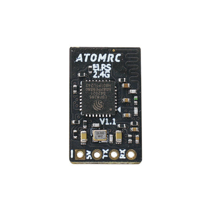 ATOMRC 2.4G ELRS FPV Receiver V1.1 board front view with solder pads and components