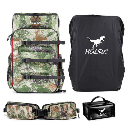 HGLRC B1 Starlight camouflage backpack set with rain cover, waist belt and small accessory case