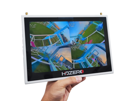 HDZero Quad Viewer FPV Monitor front display showing four-way split FPV feeds