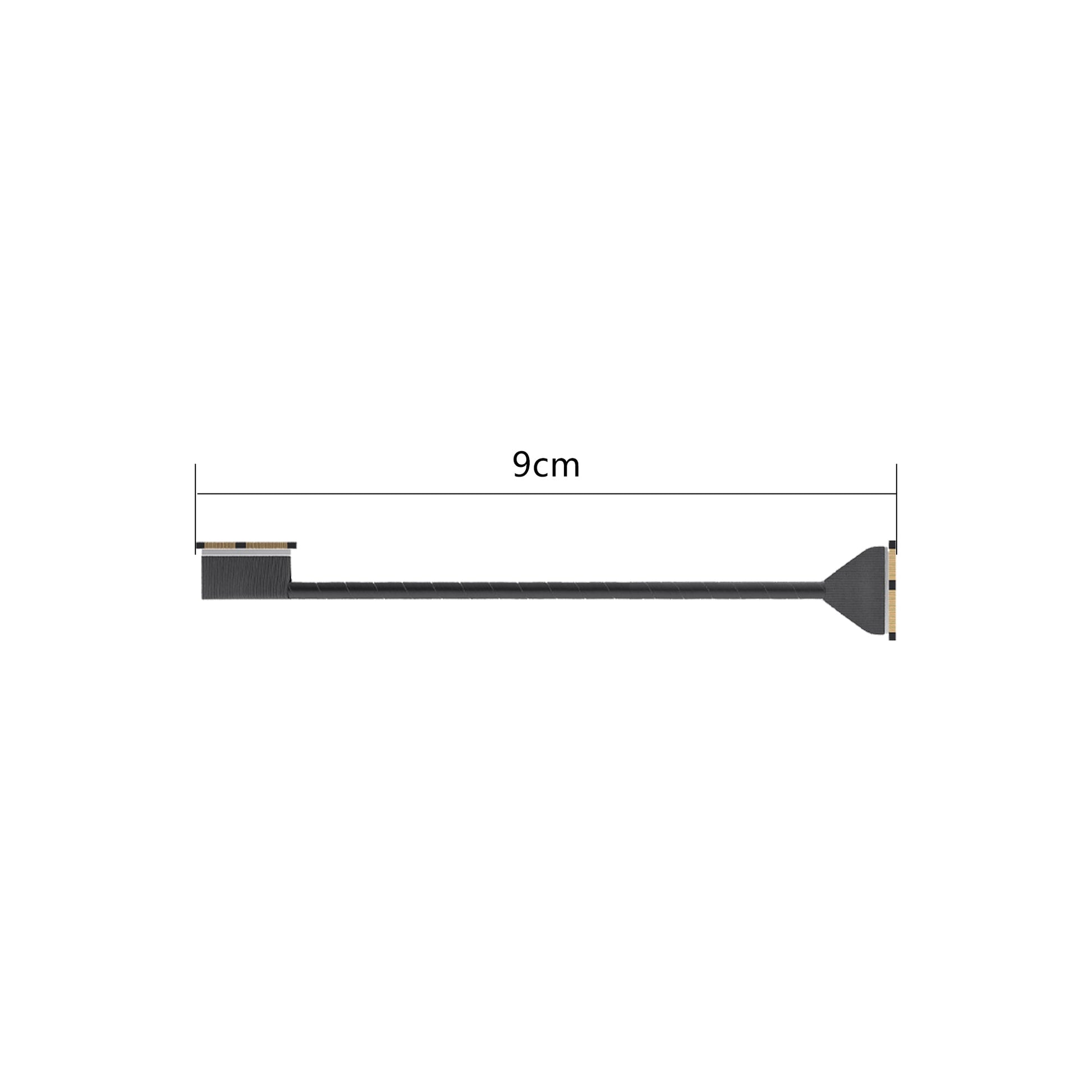 9 cm coaxial replacement cable with flat board connectors shown end to end on white background