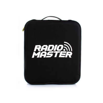 Front view of black RadioMaster foam box zipper cover with large white RadioMaster logo