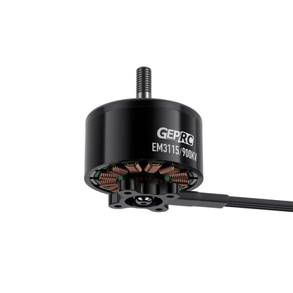GEPRC EM3115 900KV Long-Range Brushless Motor, The GEPRC EM3115 motor is designed for 8-10 inch FPV drones, offering 900KV output and 6S compatibility.