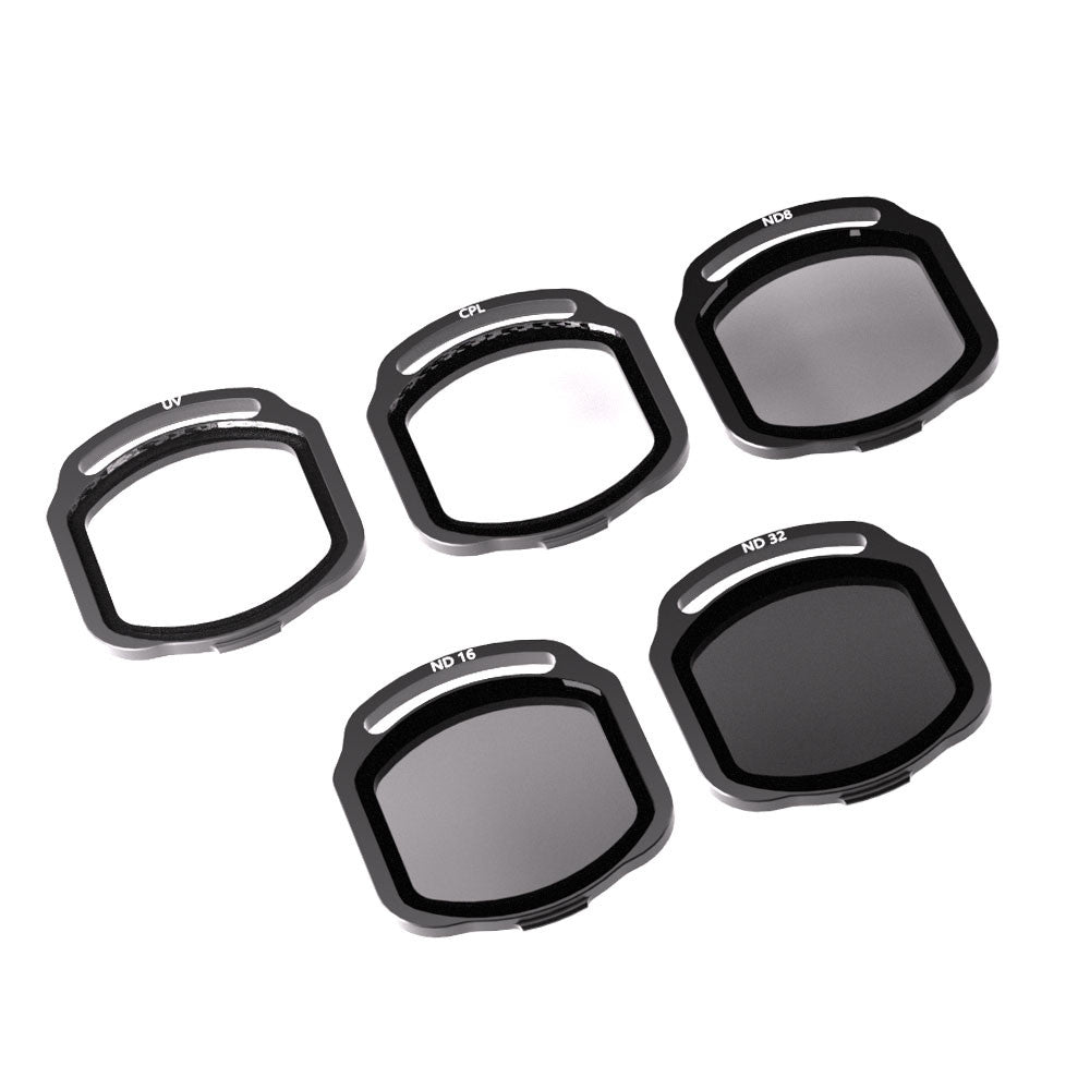 SpeedyBee ND/UV/CPL lens filter set with UV, CPL, ND8, ND16 and ND32 filters in black frames
