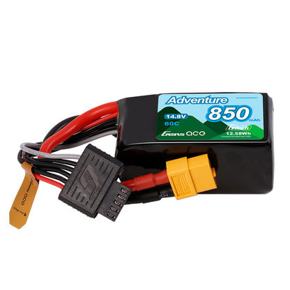 Batería Gens ace Adventure 850mAh 4S 14.8V 60C LiPo con conector XT60, G-Tech-5P Balance