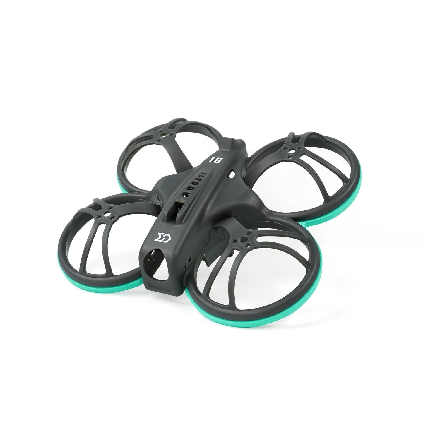 Sub250 Whoopfly16 75mm whoop frame and parts kit, black ducts with teal bumper rings